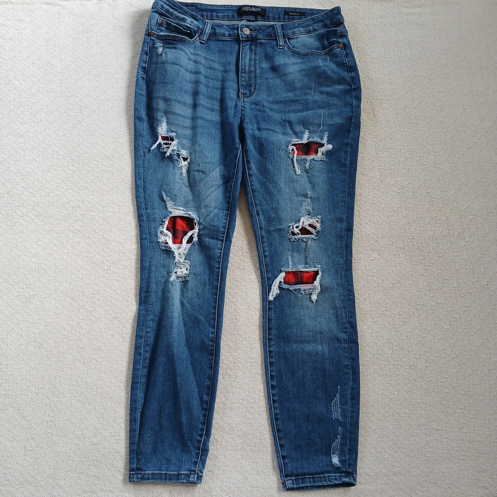 judy blue ♡ skinny fit plaid lined 32 grunge 90s punk alt lumberjack skate indie